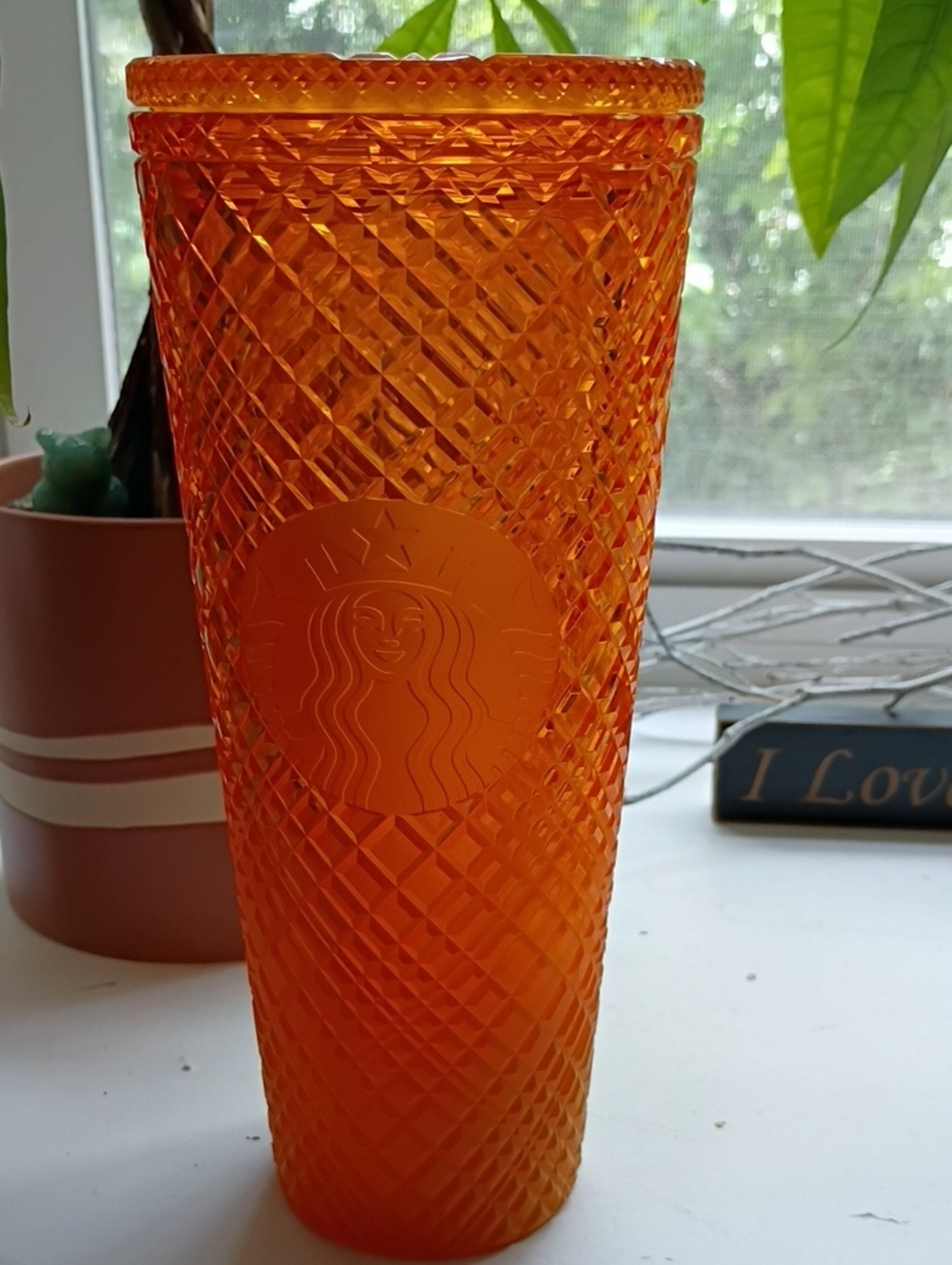 Starbucks Vibrant Orange Faceted Cold Cup